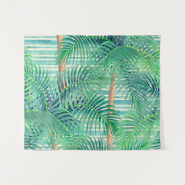 Tapete De Parede Arte com padrão de folhas de palmeira tropicais