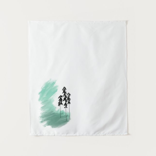 Tapete De Parede arte de árvore verde escandinava simples menta mod (Frente)