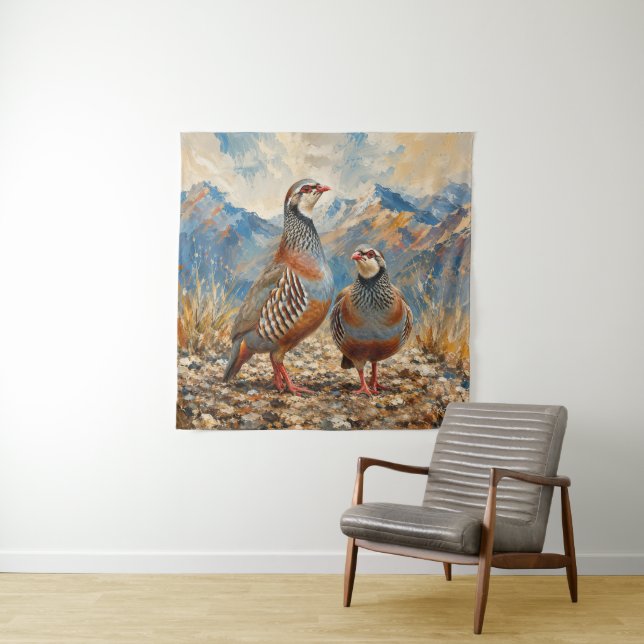 Tapete De Parede Arte de casal de perdiz Chukar (In Situ)