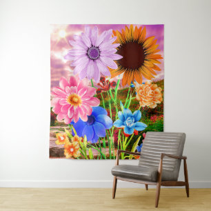 Tapete De Parede Arte de Flores Silvestres Coloridas - Belas Flores