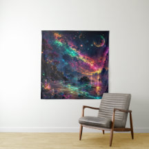 Arte de Galáxia Colorida Nebulosa Espaço Neon Arco