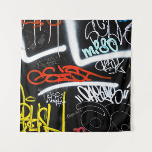 Tapete De Parede Arte de grafite preta e multicolorido