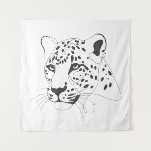 Tapete De Parede Arte de Linha Minimalista Pintada Pelos Leopardos