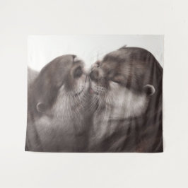 Tapete De Parede Arte de Lontras Beijando - Decoração de Vida Selva