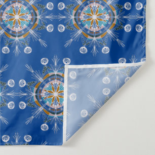 Tapete De Parede Arte de Mandala Desenhado à Mão em Azul e Marrom B