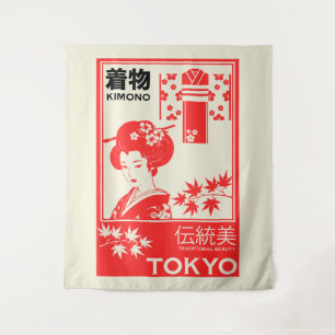 Tapete De Parede Arte de Moda Retro Kim0no Japonesa
