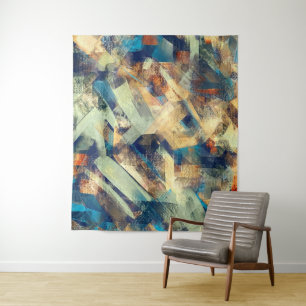 Tapete De Parede Arte de Pintura Azul Amarelo Abstrato moderno