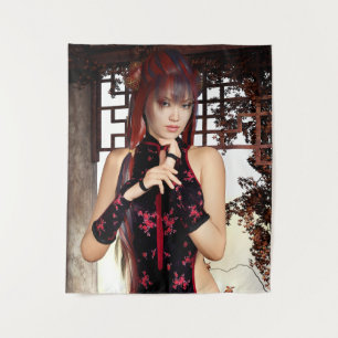 Tapete De Parede Arte Digital de Mulher Fantasia com Qipao Elegante