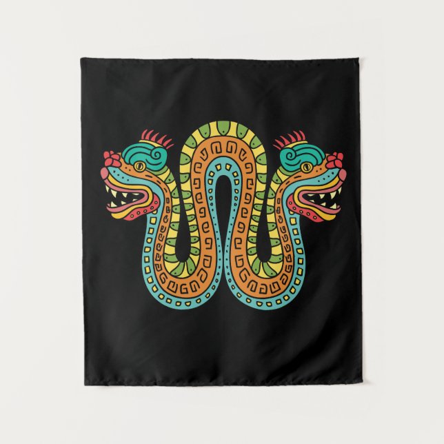 Tapete De Parede Arte do México Cobra de Serpentes de Dupla Cabeça  (Frente)