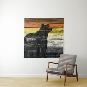 Tapete De Parede Arte em Madeira Orgulho de Urso