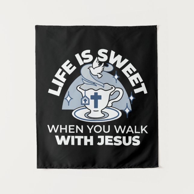 Tapete De Parede Arte Fiável - Teacup com Cruz e Dove (Frente)