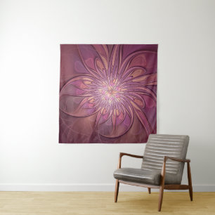 Tapete De Parede Arte floral fractal moderno abstrato cores de baga