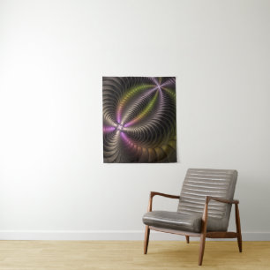 Tapete De Parede Arte Fractal 3D Colorida abstrato brilhante