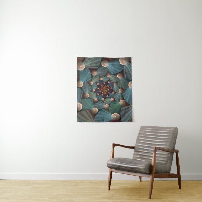 Tapete De Parede Arte Fractal abstrato com Azul De Chapa Marrom Pro (In Situ)