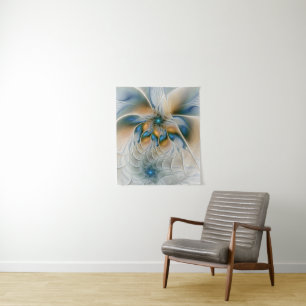 Tapete De Parede Arte Fractal, Abstrato Fantasia, Com Azul