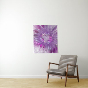 Tapete De Parede Arte Fractal Abstrato Flor Paixão Roxo Rosa
