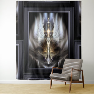 Tapete De Parede Arte Fractal Cruz Negra Cruzada de Anjo