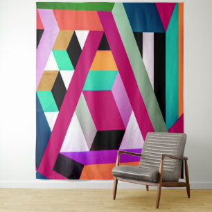 Tapete De Parede Arte Geométrica em Bloco Colorida e Moderna