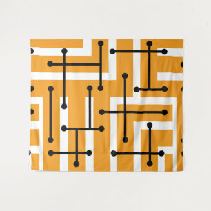 Tapete De Parede Arte Geométrica Maze Orange