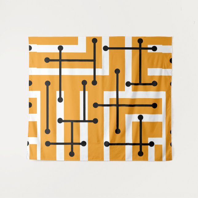 Tapete De Parede Arte Geométrica Maze Orange (Frente (Horizontal))