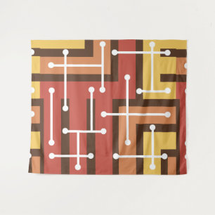 Tapete De Parede Arte Geométrica Maze Queimado Laranja