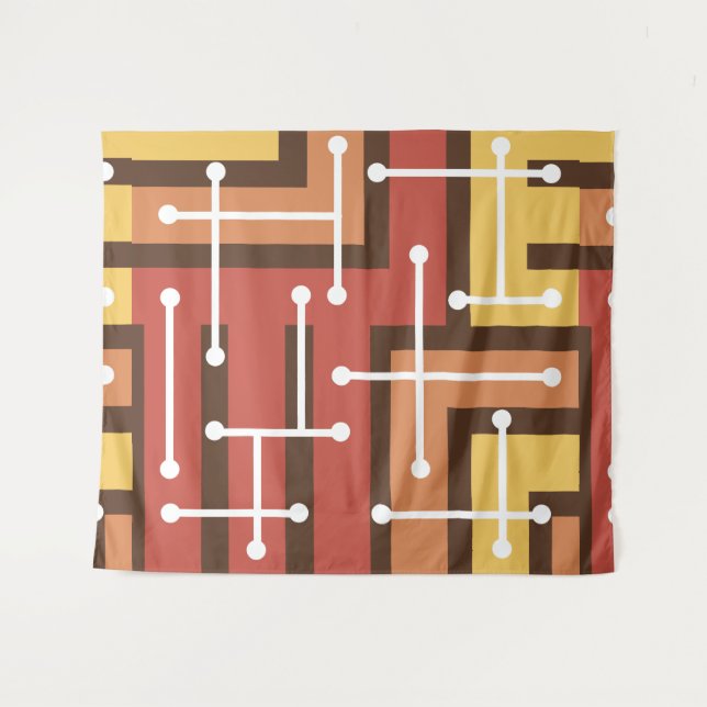 Tapete De Parede Arte Geométrica Maze Queimado Laranja (Frente (Horizontal))