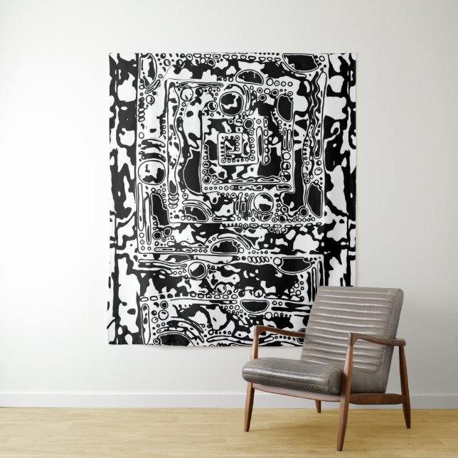 Tapete De Parede Arte Geométrica Preta E Branca 25 (In Situ)