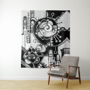 Tapete De Parede Arte Geométrica Preta E Branca 4