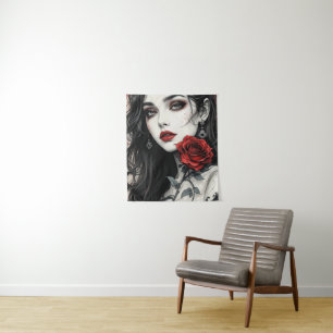 Tapete De Parede Arte Gótica Rosa Halloween Elegante Vampira Elegan
