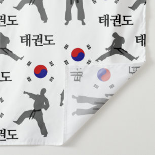 Tapete De Parede Arte Marcial Lutador de Taekwondo Bandeira da Core