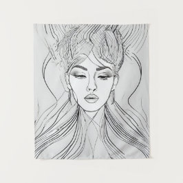 Tapete De Parede Arte Minimalista de Linha de Retrato Feminino