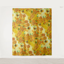 Tapete De Parede Arte Moderna Amarelo Laranja Girassol Pintura Óleo