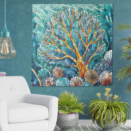 Tapete De Parede Arte mosaica Coral Reef