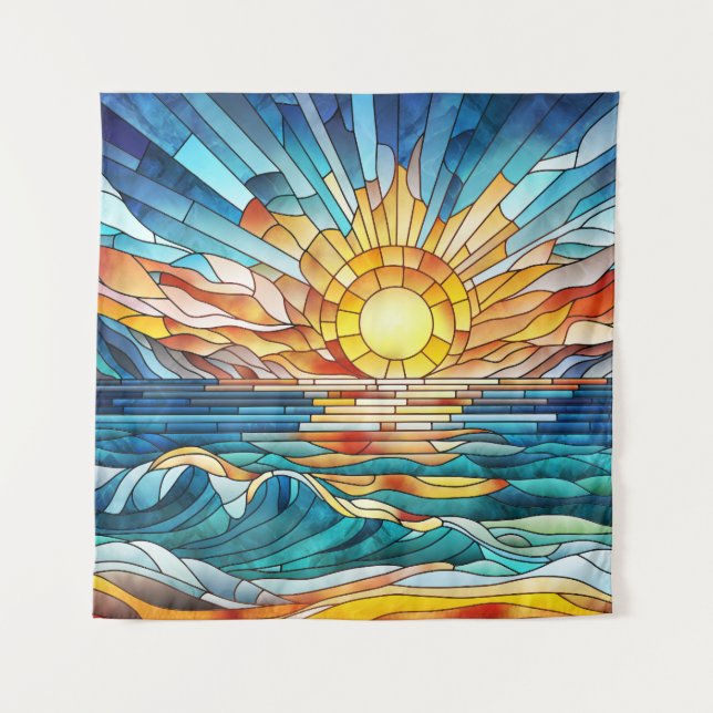 Tapete De Parede Arte mosaica Oceânica Sunset (Frente)