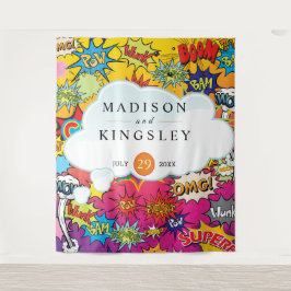 Tapete De Parede Arte Pop em Quadrinhos 💥🎨 Grafite de Casamento