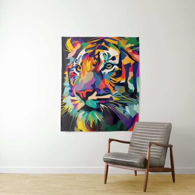 Tapete De Parede Arte pop rosto de tigre (In Situ)