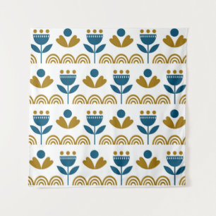 Tapete De Parede Arte popular escandinava, padrão colorido.