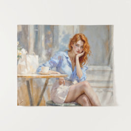 Tapete De Parede Arte romântica a óleo de olhos azuis