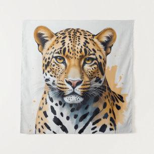 Tapete De Parede Arte Selvagem de Pintura do Leopardo Moderno