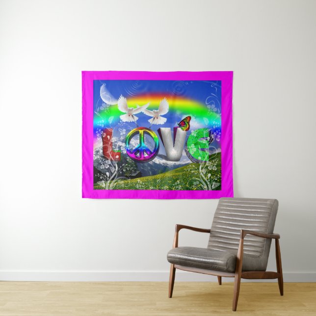 Tapete De Parede Arte Surreal de Paz e Amor (In Situ (Horizontal))
