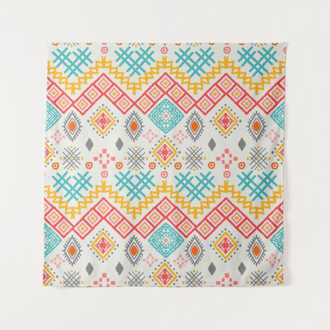 Tapete De Parede Arte tribal: impressão boho geométrico. (Frente)