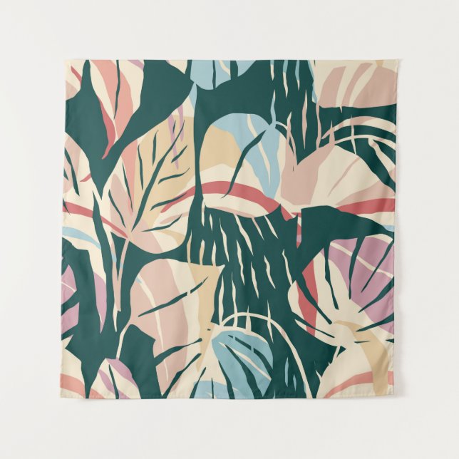 Tapete De Parede Artistic seamless pattern with abstract leaves. Mo (Frente)