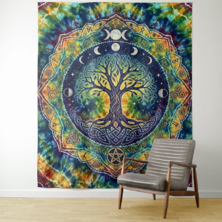 Tapete De Parede Árvore da Vida Arco-íris Tie Dye