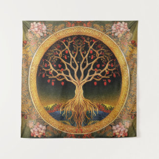 Tapete De Parede Árvore da vida de kedoki Floral Vintage bordado