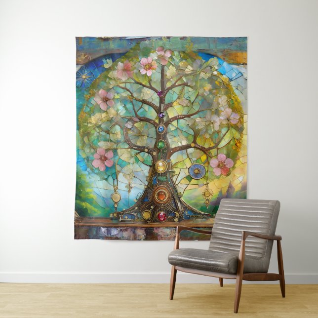 Tapete De Parede Árvore Da Vida Em Flor Dos 7 Chakras (In Situ)