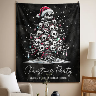 Tapete De Parede Árvore de Natal de Caveira Pijama Esqueleto Chapéu