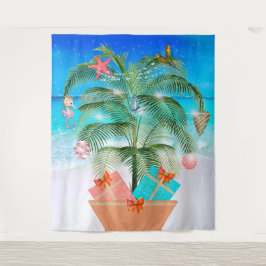 Tapete De Parede Árvore de Natal de Praia Decoração Oceano Decoraçã