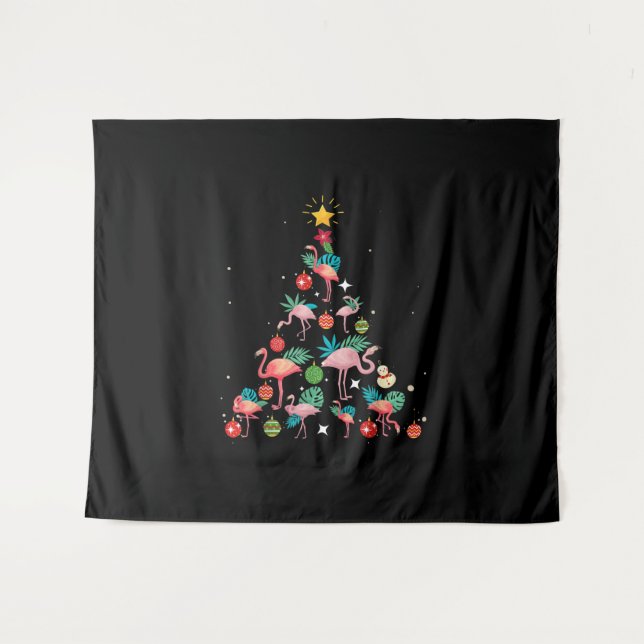 Tapete De Parede Árvore de Natal Flamingo Engraçada (Frente (Horizontal))