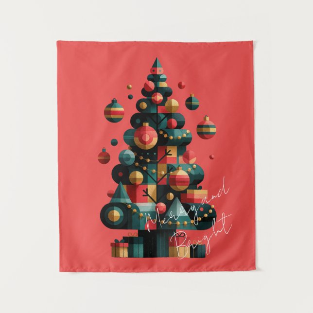 Tapete De Parede Árvore de Natal Geométrica (Frente)
