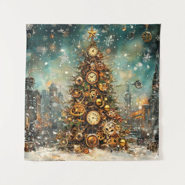 Tapete De Parede Árvore de Natal Steampunk (Frente)
